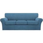 Turquoize 4 Piece Sofa Covers for 3 Cushion Couch Sofa Slipcover Soft Couch Cover for Dogs Washable Furniture Cover with 3 Individual Large Cushion Covers Feature Fabric (Large Sofa, Dusty Blue)