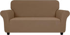 ZNSAYOTX Super Stretch Loveseat Covers (57"-70"), New Striped Love Seat Slipcover, Dogs Pet Friendly Anti-Slip Couch Protector Spandex Durable 2 Seater Fabric Sofa Cover (Light Coffee, Loveseat)