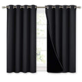 NICETOWN 100% Blackout Curtains 45 inches Length, 2 Thick Layers Completely Blackout Window Treatment Thermal Insulated Lined Drapes for Basement Window (Black, 1 Pair, 52 inches Width Each Panel)
