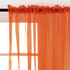 SpaceDresser Sheer Voile Window Treatment Rod Pocket Curtain Panels for Kitchen Bedroom Living Room Drapes Sunlight Filtering Privacy Semi Home Decor Assorted (Burnt Orange, 52 W x 108 L)