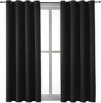 ChrisDowa Grommet Blackout Curtains for Bedroom and Living Room - 2 Panels Set Thermal Insulated Room Darkening Curtains (Black, 52 x 54 Inch)