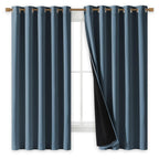 NICETOWN 100% Blackout Lined Curtains, Smoky Blue, 1 Pair, 62" Width x 63" Length Each Panel, 2 Thick Layers Completely Blackout Window Treatment Thermal Insulated Drapes for Kitchen/Bedroom