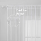 MIULEE 2 Panels Solid Color White Sheer Window Curtains Elegant Window Voile Panels/Drapes/Treatment for Bedroom Living Room (54 X 144 Inches White)