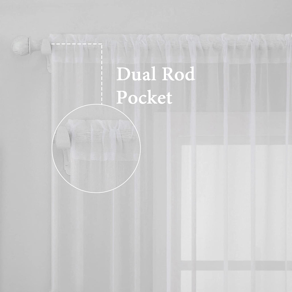 MIULEE 2 Panels White Sheer Curtains for Living Room 54 X 63 Inches