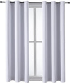 ChrisDowa Grommet Room Darkening Curtains for Bedroom and Living Room - 2 Panels Set Thermal Insulated Blackout Curtains (Greyish White, 38W x 45L)