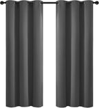 Yakamok Blackout Curtains for Bedroom, Thermal Insulated Room Darkening Curtains, Light Blocking Blackout Drapes for Living Room- 2 Panels,42x72 Inch, Charcoal Grey