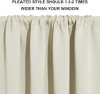RYB HOME Short Curtains for Bedroom, Room Darkening Insulated Summer Heat Light UV Blocking Energy Saving Drapes for Nursery, Width 34 by Length 45, Beige, Set of 2