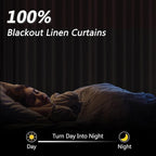 Guken Boho 100 Inches Long 100% Blackout Curtains Room Darkening Large Window Linen Drapes Sound Proof Heat Blocking Thermal Curtain for Bedroom Back Tab Rod Pocket, 52x100