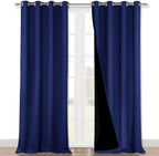 NICETOWN 100% Blackout Blinds, Set of 2, 46" x 102", Royal Blue, Laundry Room Decor Window Treatment Curtains for Large Patio Sliding Door, Thermal Insulated Curtains for Bedroom