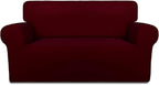 PureFit Super Stretch Sofa Slipcover – Spandex Non Slip Soft Couch Sofa Cover, Washable Furniture Protector with Non Skid Foam and Elastic Bottom for Kids, Pets （Loveseat, Wine）