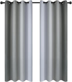 Yakamok Gray and Greyish White Thermal Insulated Grommet Light Blocking Window Drapes,Room Darkening Gradient Color Ombre Curtains for Bedroom (52W x 72L / 2 Panels, One Pair)