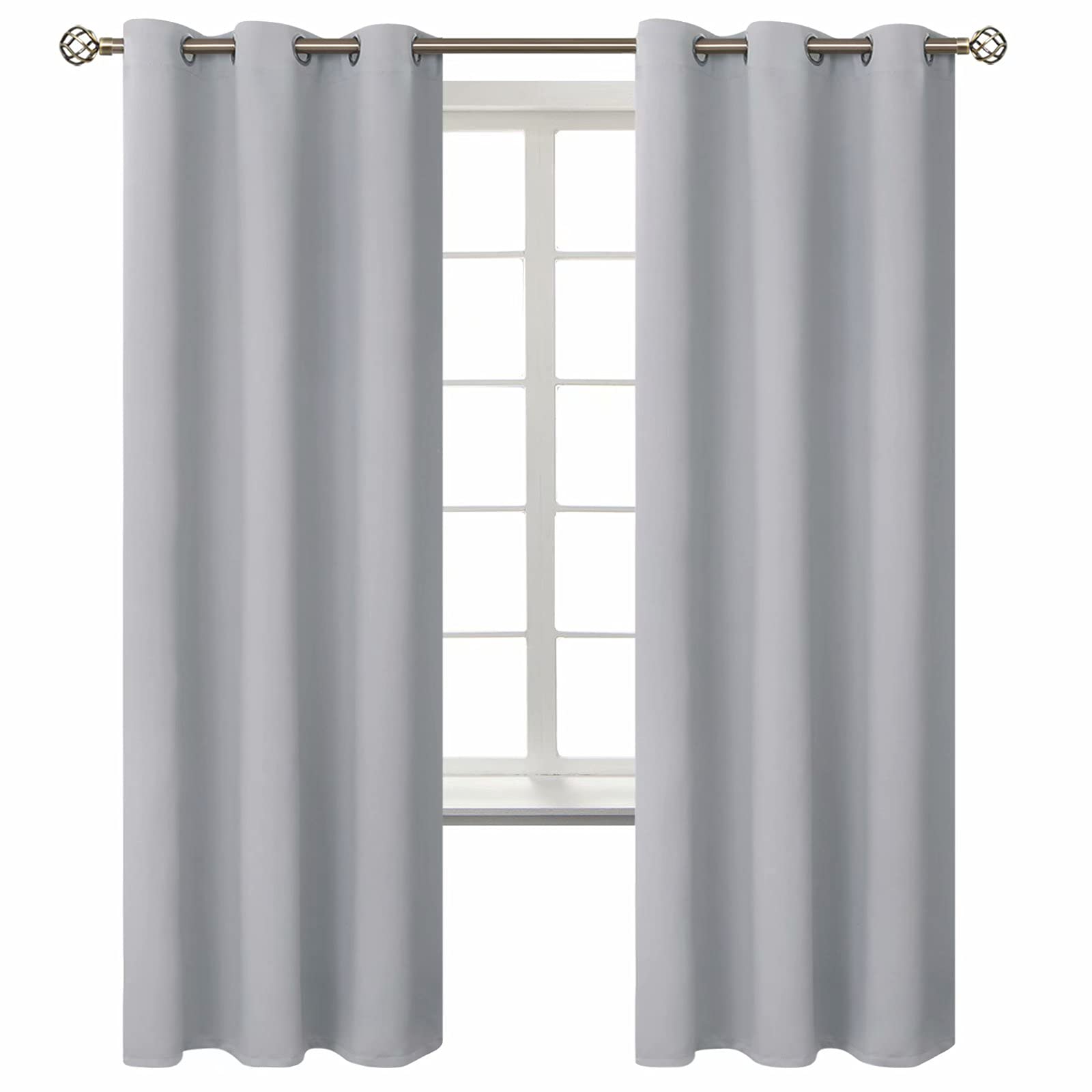 BGment Room Darkening Curtains 72 Inches Long - Grommet Thermal Insulated Drapes Window Treatment Curtains for Bedroom, 2 Panels, 42 x 72 Inch, Light Grey