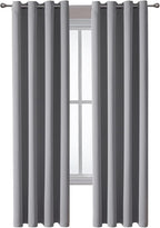 ChrisDowa Grommet Blackout Curtains for Bedroom and Living Room - 2 Panels Set Thermal Insulated Room Darkening Curtains (Light Grey, 52W x 95L)