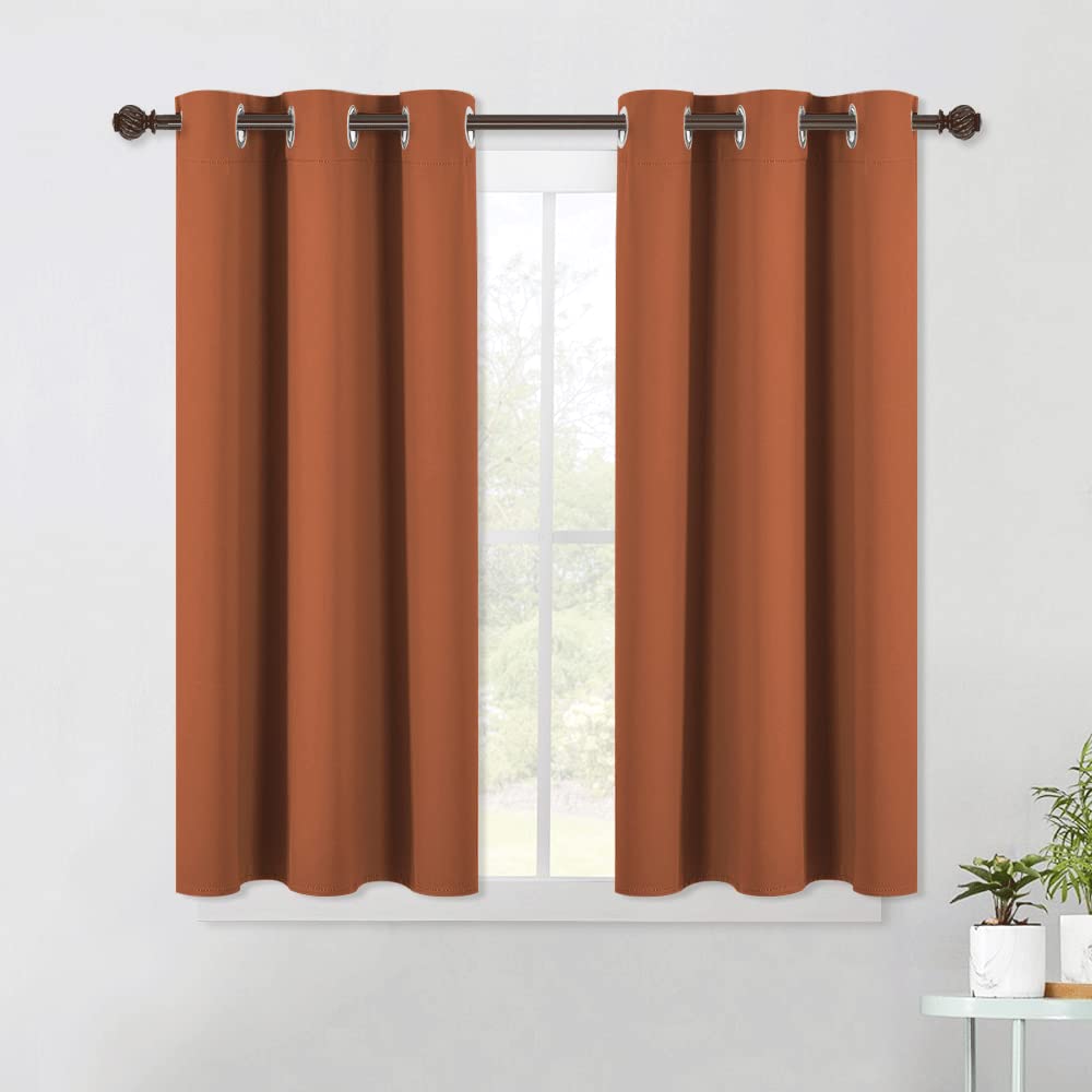 NICETOWN Burnt Orange Modern Blackout Curtains for Small Window, Thermal Insulated and Privacy Room Darkening Drape Panels for Boy's Guest Room Door Short Window (2 Panels, W42 x L45 -Inch)