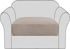H.VERSAILTEX High Stretch Individual Seat Cushion Covers Sofa Slipcovers Couch Cushion Covers Sofa Covers Featuring Jacquard Textured Twill Fabric (1 Pack for 1 Cushion Chair, Sand, Small)