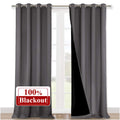 NICETOWN 100% Blackout Blinds, Set of 2, 52 inches x 102 inches, Laundry Room Decor Window Treatment Curtains for Large Patio Sliding Door, Thermal Insulated Grey Curtains for Bedroom