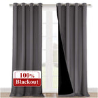 NICETOWN 100% Blackout Blinds, Set of 2, 52 inches x 102 inches, Laundry Room Decor Window Treatment Curtains for Large Patio Sliding Door, Thermal Insulated Grey Curtains for Bedroom