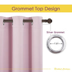 NICETOWN Blackout Window Curtains 60 inch Length 2 Panels, 34 x 60 Inch, Baby Pink, Grommet Top Room Darkening Thermal Insulated Solid Vertical Drapes for Bedroom/Kid Room