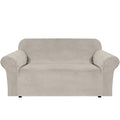 H.VERSAILTEX Stretch Velvet Loveseat Covers for 2 Cushion Couch Covers for Living Room Sofa Covers Slipcovers with Non Slip Straps Bottom, Ultra Thick Comfy Velour (Width 58"-72", French Oak)
