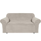 H.VERSAILTEX Stretch Velvet Loveseat Covers for 2 Cushion Couch Covers for Living Room Sofa Covers Slipcovers with Non Slip Straps Bottom, Ultra Thick Comfy Velour (Width 58"-72", French Oak)