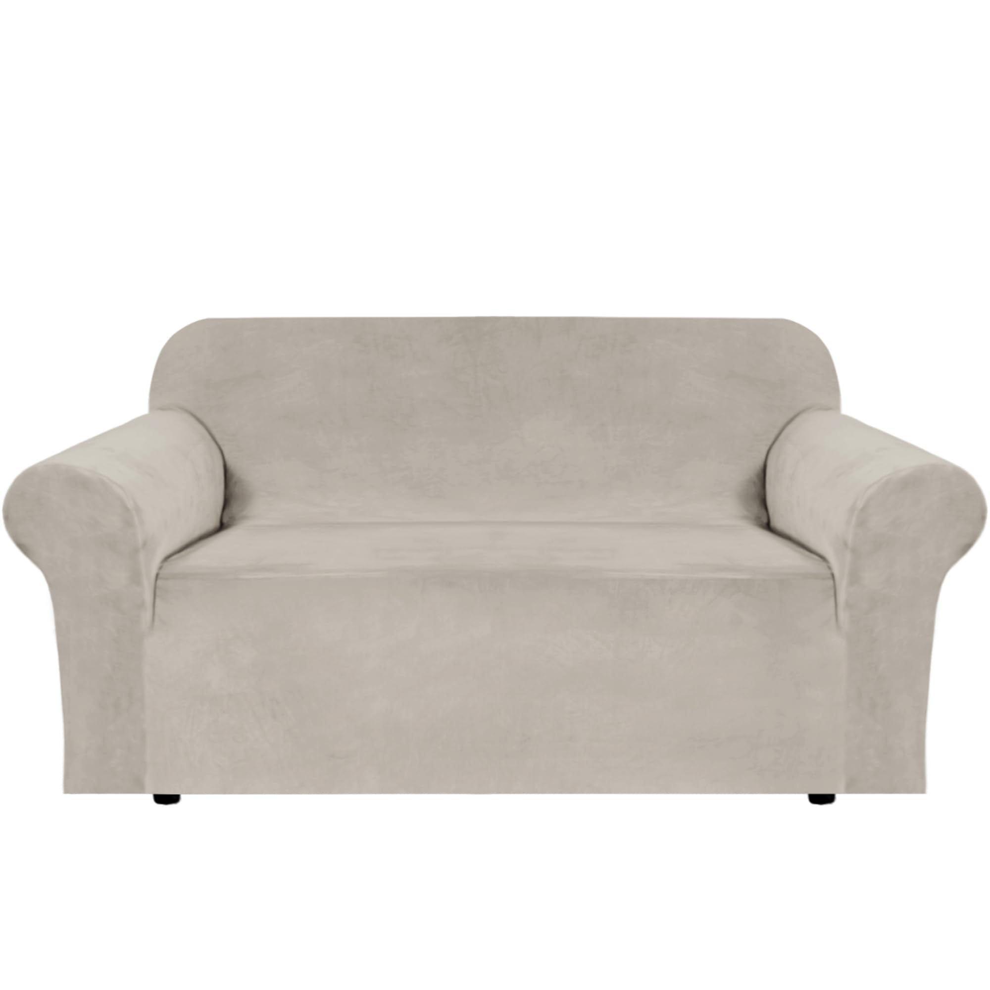 H.VERSAILTEX Stretch Velvet Loveseat Covers for 2 Cushion Couch Covers for Living Room Sofa Covers Slipcovers with Non Slip Straps Bottom, Ultra Thick Comfy Velour (Width 58"-72", French Oak)
