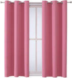 ChrisDowa Grommet Room Darkening Curtains for Bedroom and Living Room - 2 Panels Set Thermal Insulated Blackout Curtains (Pink, 38W x 45L)