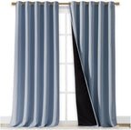 NICETOWN 100% Blackout Curtains for Windows, Pack of 2, 70" W x 108" L, Vintage Blue, Super Heavy-Duty Black Lined Total Darkness Drapes for Bedroom, Privacy Assured Window Treatment for Patio