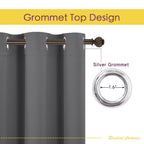NICETOWN Grey Blackout Curtain Panels for Bedroom, Thermal Insulated Grommet Top Blackout Draperies and Drapes for Basement (2 Panels, W70 x L63-inch, Grey)