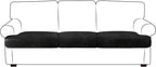 Leather Look Couch Cushion Covers Sofa Seat Slipcovers Sets Couches Furniture Protector for Sectional Armchair Loveseat Pets Kids Stretch Spandex Fabric (3 T-Cushion Sofa, Brown)