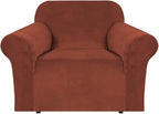 H.VERSAILTEX Stretch Velvet Armchair Cover Couch Covers 1 Cushion Chair Slipcover for Living Room Furniture Cover Crafted from Thick Comfy Rich Velour (Chair 31"-49", Rust)