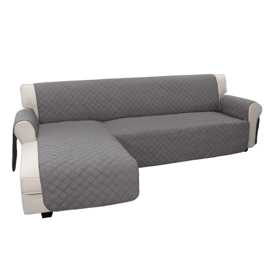 Easy-Going Sofa Slipcover L Shape Sofa Cover Sectional Couch Cover Furniture Protector Mat for Pets Dog Cat (X-Large,Gray/Gray)