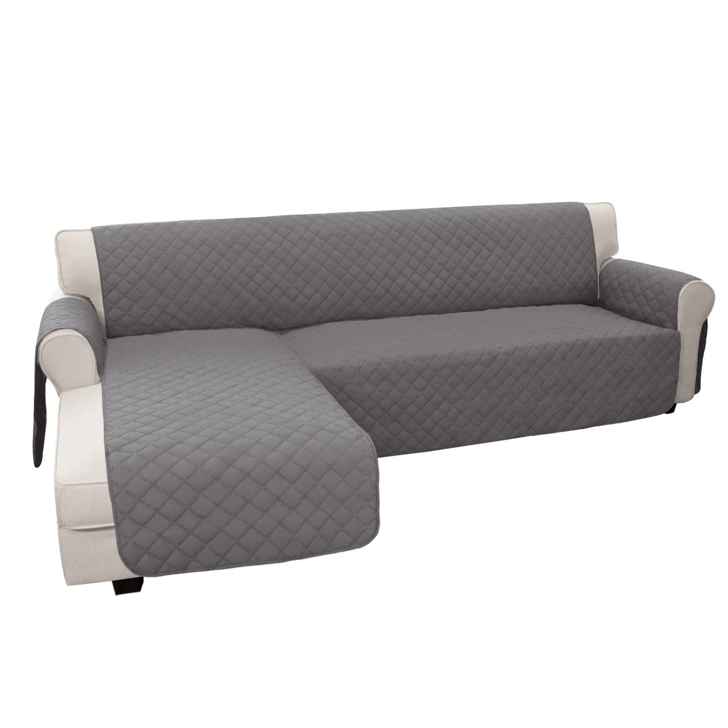 Easy-Going Sofa Slipcover L Shape Sofa Cover Sectional Couch Cover Furniture Protector Mat for Pets Dog Cat (X-Large,Gray/Gray)