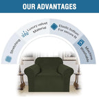 H.VERSAILTEX Stretch Velvet Armchair Cover Couch Covers 1 Cushion Chair Slipcover for Living Room Furniture Cover Crafted from Thick Comfy Rich Velour (Chair 31"-49", Olive)
