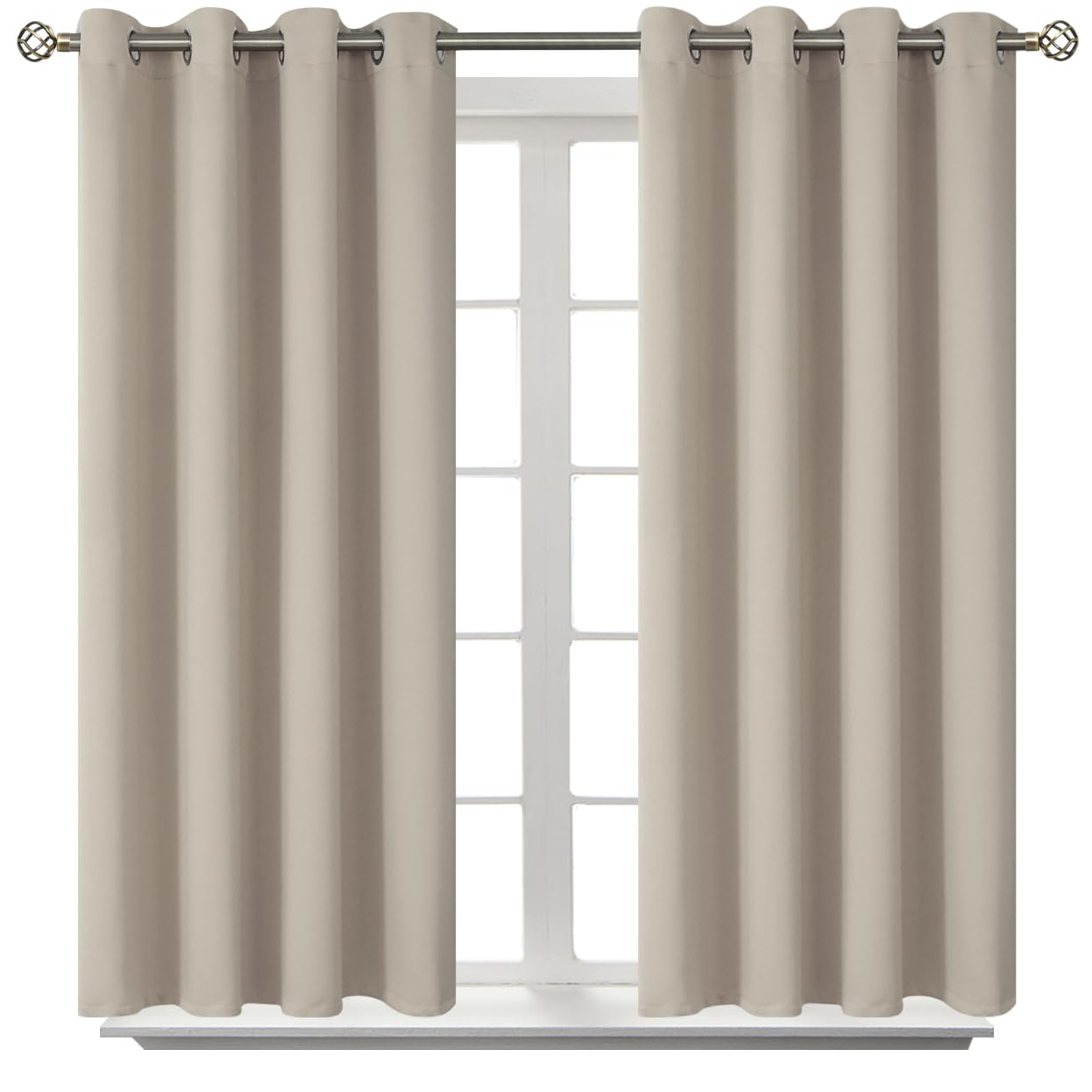 BGment Short Curtains for Small Window 54 Inch Long - Camel 2 Panels