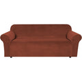 H.VERSAILTEX Stretch Velvet Sofa Covers for 3 Cushion Couch Covers Furniture Protector Soft with Non Slip Elastic Bottom, Crafted from Thick Comfy Rich Velour (Large Sofa 90"-97", Rust)