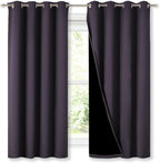 NICETOWN Extra Long Truly Blackout Drapes for Hall and Villa, 46" Width Each Panel, 45" Length, Greyish Purple, 2 Pieces, 100% Blackout Window Curtain Panels with Black Lined for Night Shift Worker