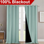 NICETOWN Full Shading Curtains for Windows, Super Heavy-Duty Black Lined Blackout Curtains for Bedroom, Privacy Assured Window Treatment (Aqua Blue, Pack of 2, 52 inches W x 95 inches L)
