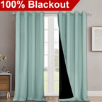 NICETOWN Aqua Blue 100% Blackout Curtain Set, Thermal Insulated & Energy Efficiency Window Draperies for Guest Room, Full Shading Panels for Shift Worker and Light Sleepers, 52W x 120L, 2 PCs