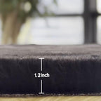 ORINOVA Faux Rabbit Fur Rug Machine Washable Area Rugs Black Fur Rug for Living Room Fuzzy Rugs for Bedroom Teen Room Decor Small Sheepskin 2x3 Rectangle Rugs