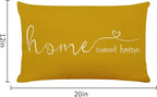 MFGNEH Home Sweet Home Quotes Farmhouse Pillow Covers 12x20 Inch, Decorative Throw Cushion Case, Housewarming Gift, Yellow