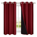 NICETOWN 100% Blackout Panels, Thermal Insulated Black Liner Curtains for Kitchen Room, Cold Blocking Drapes for Window Decoration (Set of 2, Burgundy Red, 42-inch Wide by 63-inch Long)