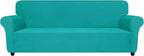 ZNSAYOTX Oversized Super Stretch Couch Cover (92"-115"), New Striped Sofa Covers Comfortable & Durable, Dog Cat Pets Friendly Extra Large Spandex Sofa Slipcovers (Peacock Teal, XL Sofa)