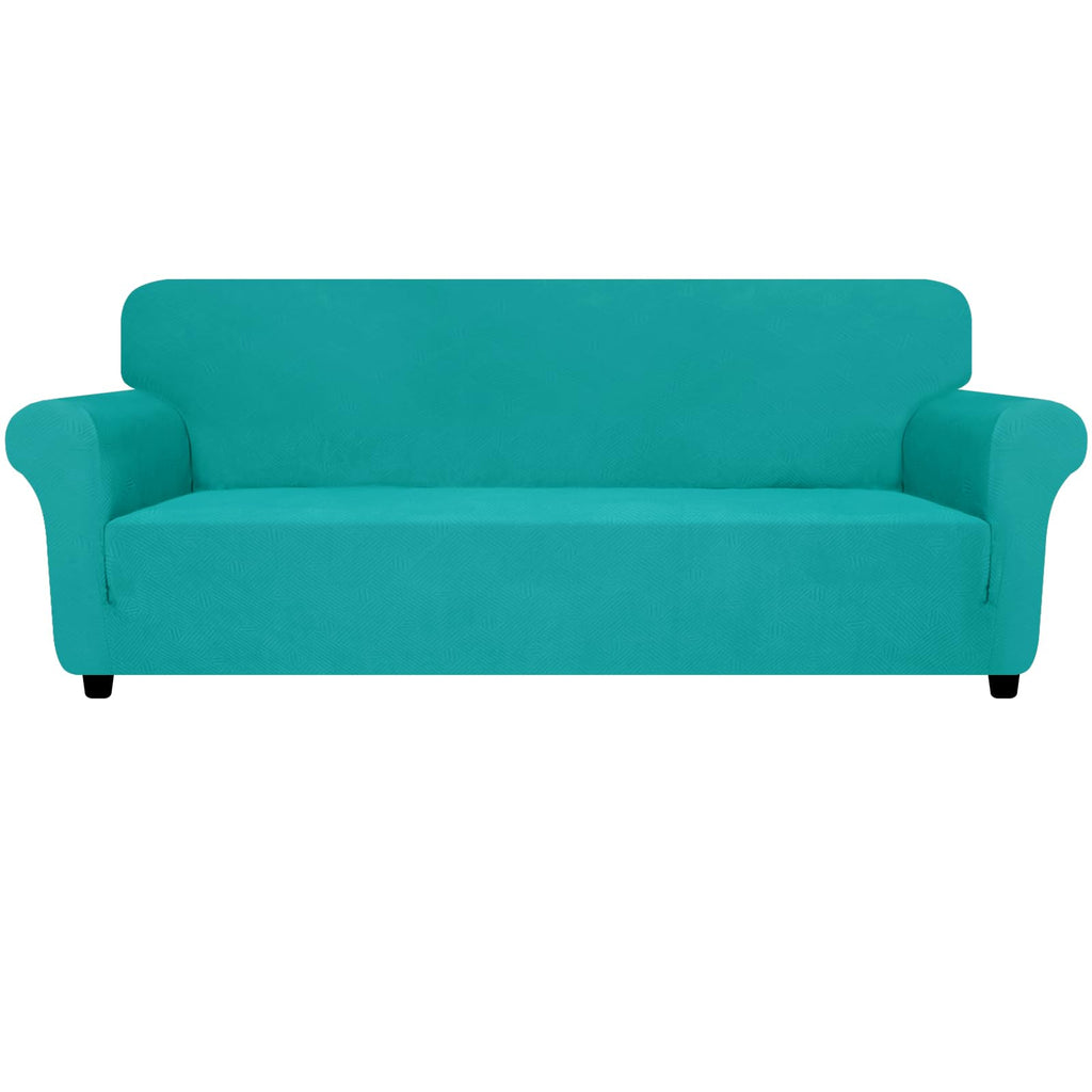 ZNSAYOTX Oversized Super Stretch Couch Cover (92"-115"), New Striped Sofa Covers Comfortable & Durable, Dog Cat Pets Friendly Extra Large Spandex Sofa Slipcovers (XL Sofa, Peacock Teal)