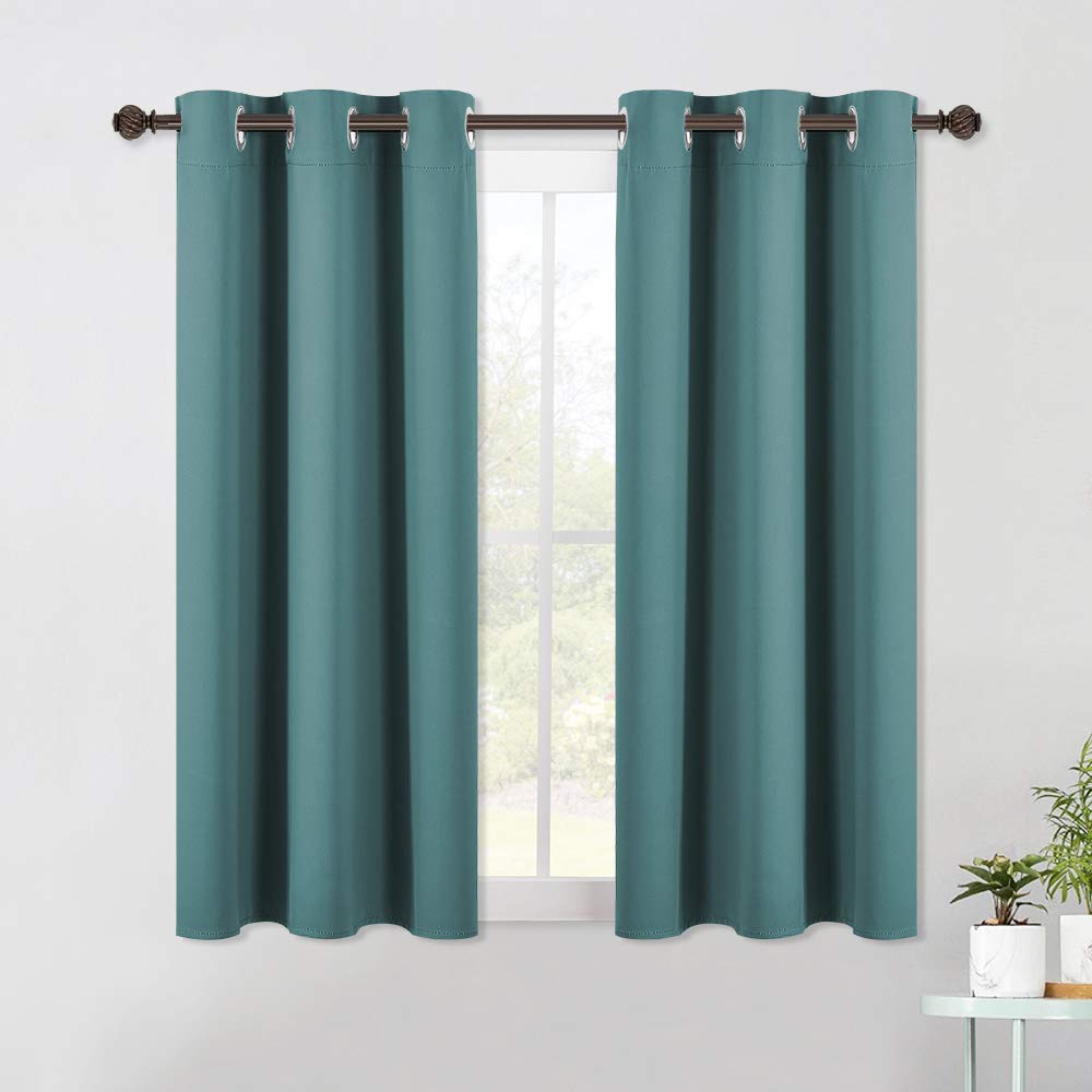 NICETOWN Blackout Window Curtains 60 inch Length 2 Panels, 34 x 60 Inch, Sea Teal, Grommet Top Room Darkening Thermal Insulated Solid Vertical Drapes for Bedroom/Kid Room