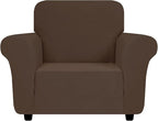ZNSAYOTX Chair Cover with Arms (30"-47"), New Striped Sofa Chair Covers for Living Room, Dogs Pet Friendly Anti-Slip Chair Protector Spandex Armchair Slipcovers (Coffee, Chair)