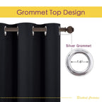 NICETOWN Blackout Curtain Panels 70 inches Length, Set of 2, 34 inches Wide, Black, Light Reducing Thermal Insulated Solid Grommet Room Darkening for Bedroom/Night Shift