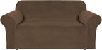 H.VERSAILTEX Stretch Velvet Loveseat Covers for 2 Cushion Couch Covers for Living Room Sofa Covers Slipcovers with Non Slip Straps Bottom, Ultra Thick Comfy Velour (Width 58"-72", Bronze Brown)