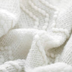 BOURINA Off White Throw Blanket 60x80 Inches Throw Textured Solid Soft Sofa Throw Couch Knitted Decorative Blanket