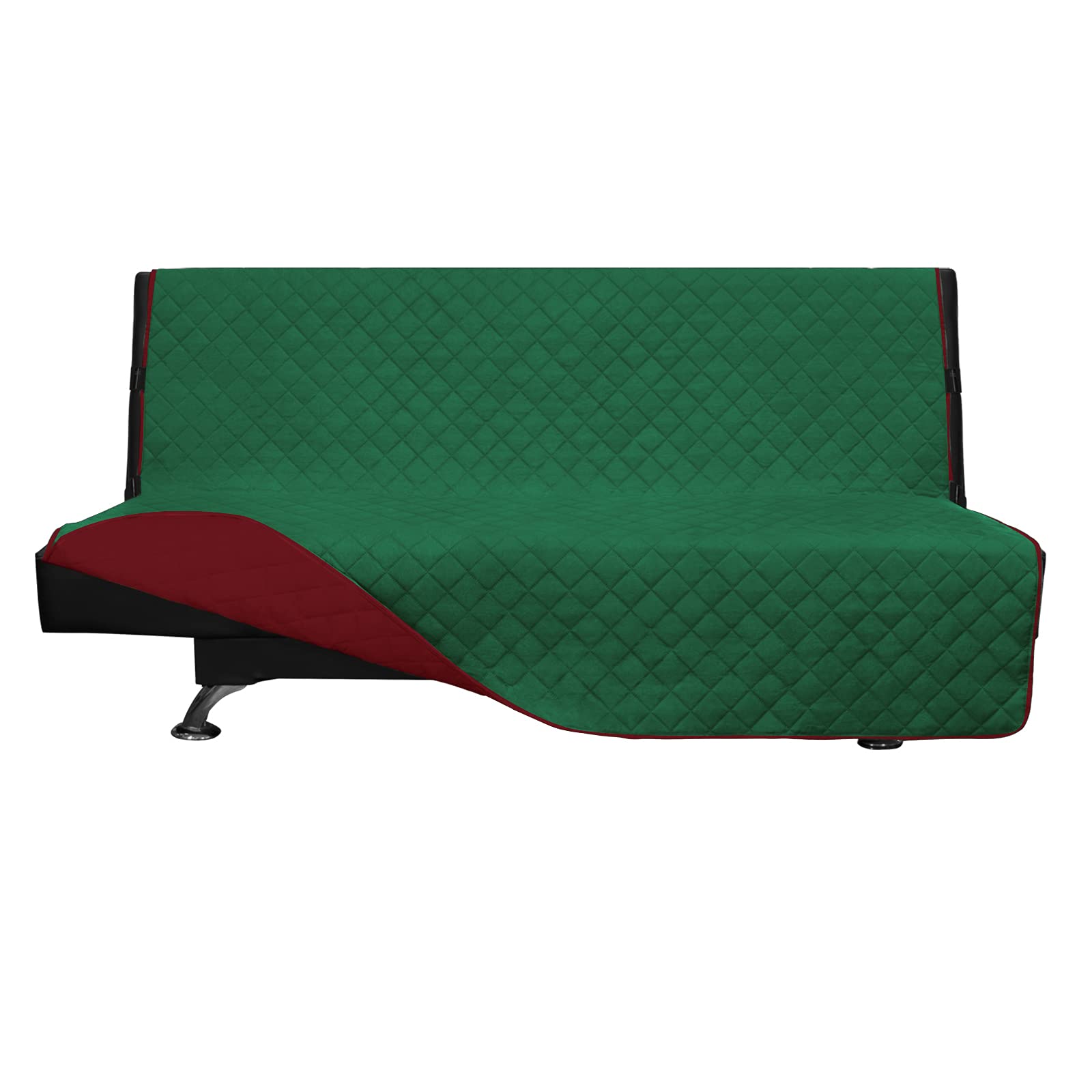Easy-Going Reversible Couch Cover, Large Futon Sofa, Green/Christmas Red
