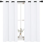 NICETOWN Draperies Curtains Panels, Blocking Out 50% Sunlight Window Treatment Curtains, Grommet Top Small Window Drapes for Bedroom (2 Panels, 34 by 45, White)